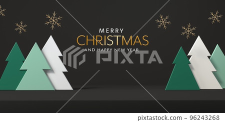 Christmas trees with snowflakes - 3D render Christmas trees with snowflakes - 3D render 96243268