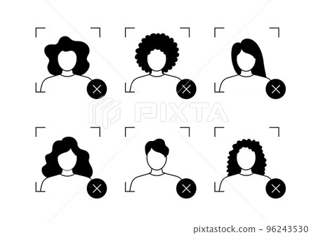 People is going through an ID check. Set of pictures with the rejected identification process 96243530