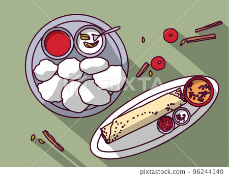 Idli and dosa indian food top view 96244140