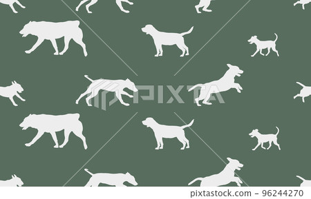 Seamless pattern. Silhouette dogs different breeds 96244270