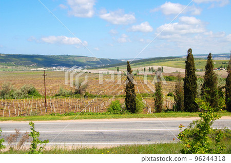 The Crimean landscape near Balaklava at sunny spring day The Crimean landscape near Balaklava at sunny spring day 96244318