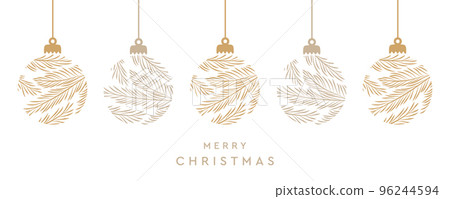 merry christmas card with hanging ball decoration 96244594
