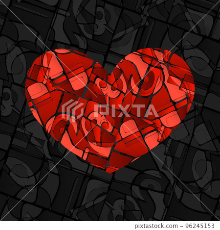Geometric red color heart 96245153