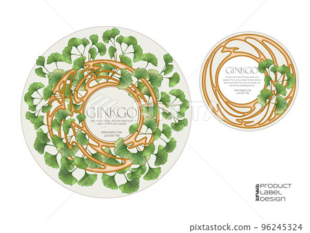 Ginkgo biloba leaves. Border, frame, template for product label,  96245324