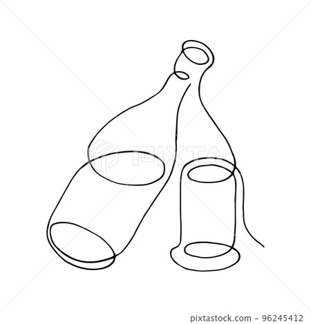 thin line bottle. glass. modern simple lineart graphic art design isolated. illustration. vector 96245412