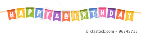 Happy Birthday Flag vector design on white background. Happy Birthday Flag vector design on white background. 96245713