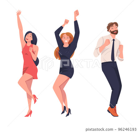 Man and Woman Character Screaming Feeling Joy and Excitement Celebrating Something Vector Set 96246193