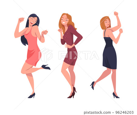 Woman Character Screaming Feeling Joy and Excitement Celebrating Something Vector Set 96246203