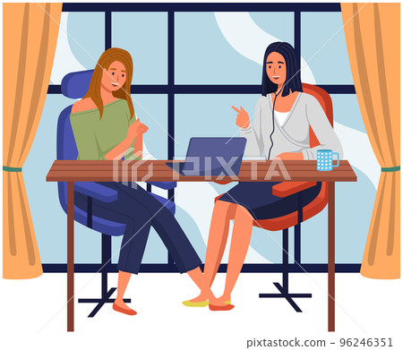 Office workers. Co-workers. Colleagues discuss project teamwork. Office staff work and communication 96246351