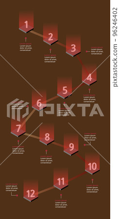 step number chart template for infographic for presentation for 12 element with red light 96246402