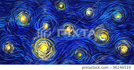 Glowing stars on a blue sky abstract background in the style of impressionist paintings Glowing stars on a blue sky abstract background in the style of impressionist paintings 96246519