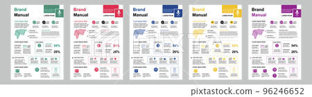 DIN A3 business brand manual templates set. Company identity brochure page with infographic. Business presentation, management and communication. Vector layout design for poster, cover, brochure DIN A3 business brand manual templates set. Company identity brochure page with infographic. Business presentation, management and communication. Vector layout design for poster, cover, brochure 96246652