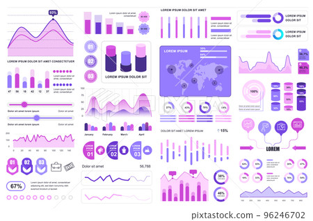 Bundle infographic elements data visualization vector design template. Can be used for steps, business processes, workflow, diagram, flowchart concept, timeline, marketing icons, info graphics. 96246702