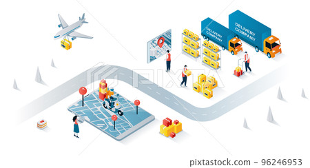 Delivery company concept 3d isometric web... - Stock Illustration ...