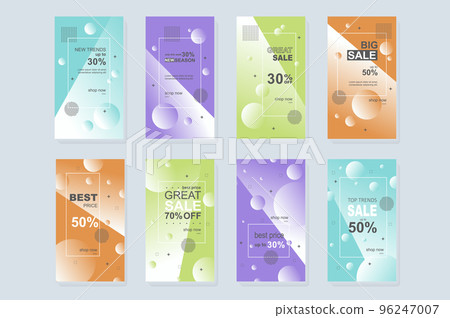 Big Sale template for instagram stories. Mockups vertical design with abstract promo banners. Online shopping at blogs with special discounts. Collection layouts for insta story at social network Big Sale template for instagram stories. Mockups vertical design with abstract promo banners. Online shopping at blogs with special discounts. Collection layouts for insta story at social network 96247007