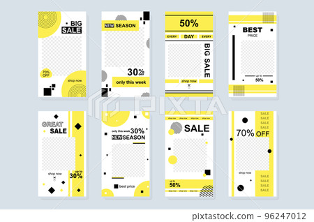 Big Sale template for instagram stories. Mockups design with vertical banners for promotional blog advertising, online shopping with best prices. Collection layouts for insta story at social network Big Sale template for instagram stories. Mockups design with vertical banners for promotional blog advertising, online shopping with best prices. Collection layouts for insta story at social network 96247012