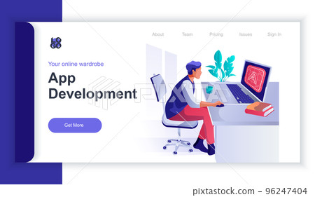 App development concept 3d isometric web banner... - Stock Illustration ...