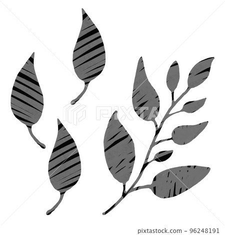 Hand-drawn leaves with patterns 96248191