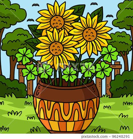 St. Patricks Day Sun Flower Colored Cartoon St. Patricks Day Sun Flower Colored Cartoon 96248291