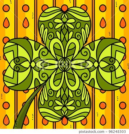 St. Patricks Day Shamrock Mandala Colored Cartoon 96248303