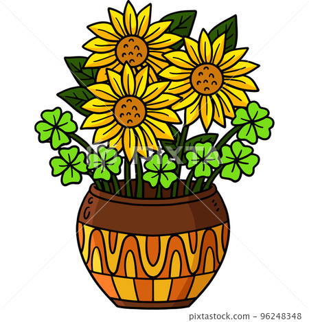 Saint Patricks Day Sun Flower Cartoon Clipart  96248348