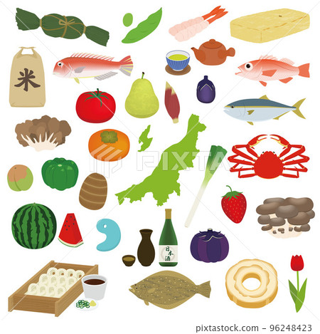 新潟縣地圖和特產插圖 新潟縣地圖和特產插圖 96248423