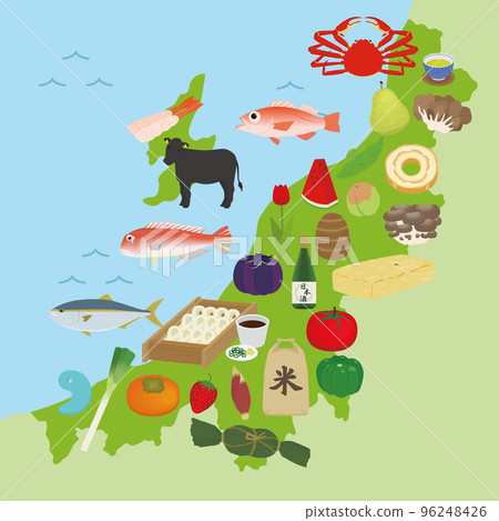 新潟縣地圖和特產插圖 新潟縣地圖和特產插圖 96248426