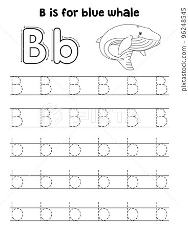 Blue Whale Animal Tracing Letter ABC Coloring B Blue Whale Animal Tracing Letter ABC Coloring B 96248545