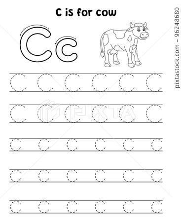 Cow Animal Tracing Letter ABC Coloring Page C Cow Animal Tracing Letter ABC Coloring Page C 96248680