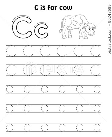 Cow Animal Tracing Letter ABC Coloring Page C Cow Animal Tracing Letter ABC Coloring Page C 96248689