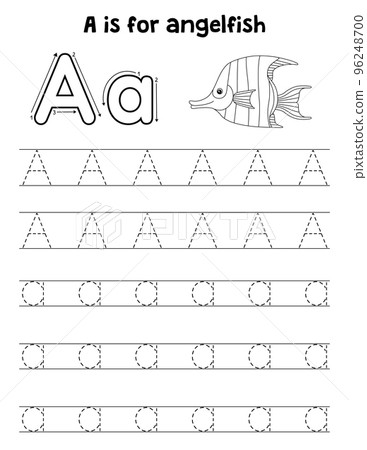 Angelfish Animal Tracing Letter ABC Coloring A 96248700