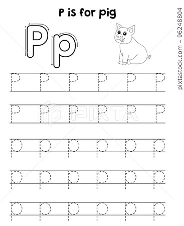 Pig Animal Tracing Letter ABC Coloring Page P 96248804