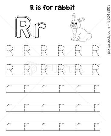 Rabbit Animal Tracing Letter ABC Coloring Page R Rabbit Animal Tracing Letter ABC Coloring Page R 96248805