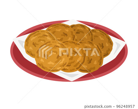 Illustration of senbei served on a plate 96248957