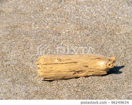 漂流木在沙灘上。 漂流木在沙灘上。 96249634