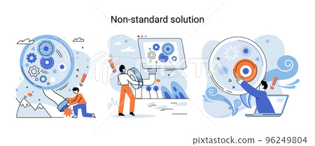 Solution solving problem metaphor, answer to question or creativity idea and innovation help business success 96249804