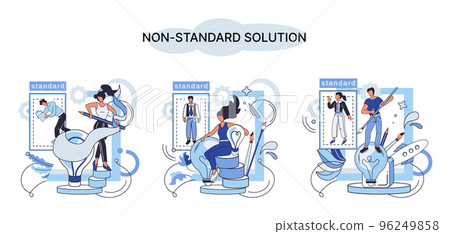 Non standart solution metaphor. Finding decisionss, problem solving. Teamwork creativity idea and innovation Non standart solution metaphor. Finding decisionss, problem solving. Teamwork creativity idea and innovation 96249858