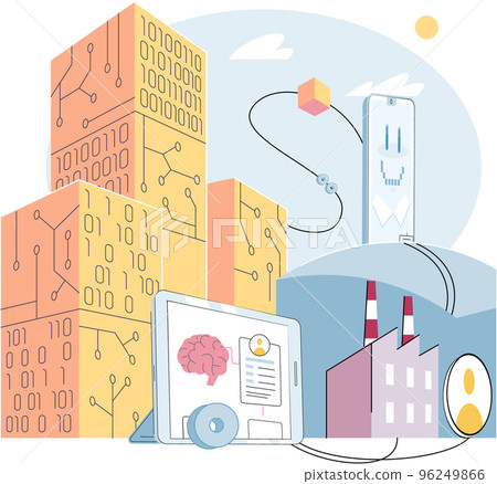 Artificial Intelligence. Future technology, neural network in industry. Technical innovation 96249866