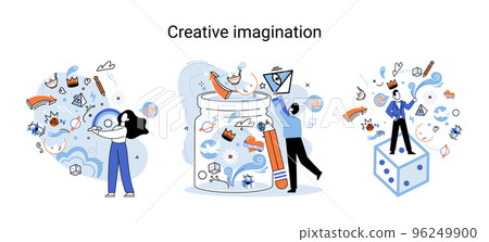 Creative mind, imagination or brainstorm or originative idea concept. Phantasy flow and creativity Creative mind, imagination or brainstorm or originative idea concept. Phantasy flow and creativity 96249900