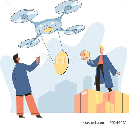 Smart logistics technology concept. Modern transportation and distribution. Quadcopter delivery tracking 96249981