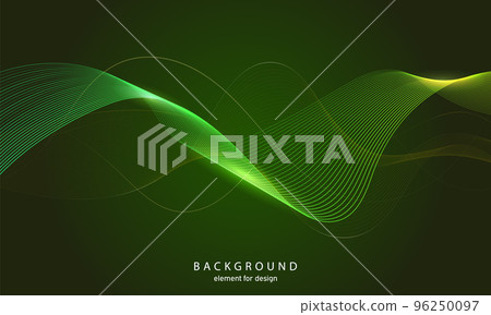 Abstract wave background. Element for design. Digital frequency track equalizer. Stylized line art. Colorful shiny wave with lines created using blend tool. Curved wavy line smooth stripe Vector 96250097