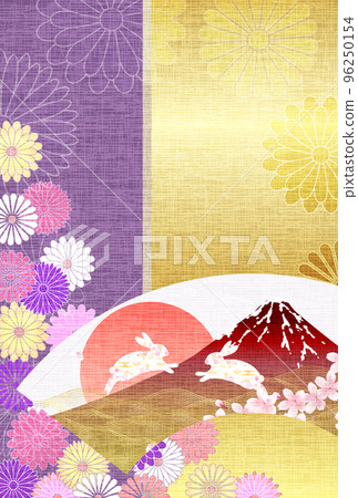 兔子新年賀卡富士山背景 兔子新年賀卡富士山背景 96250154
