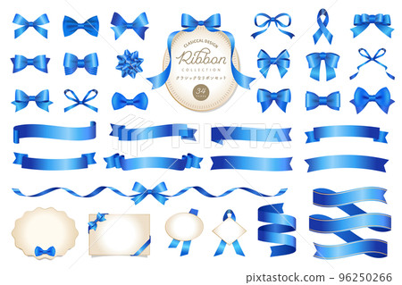 Vector illustration set of classic ribbon arrangement and frame Blue / Father's Day, White Day, decoration Vector illustration set of classic ribbon arrangement and frame Blue / Father's Day, White Day, decoration 96250266