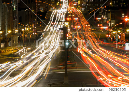 traffic time lapse long exposure urban city life rush hours in Sherbrooke Quebec Canada 96250305