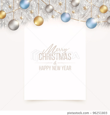 Shining silver Christmas tree and background with white plain board Shining silver Christmas tree and background with white plain board 96251803