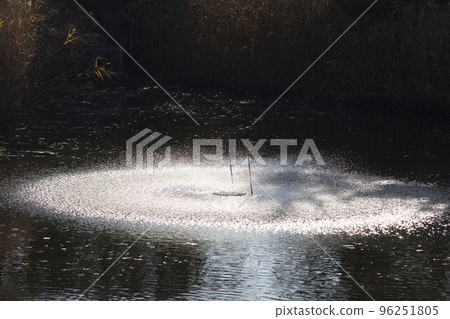 Landscape with a fountain with ripples Landscape with a fountain with ripples 96251805