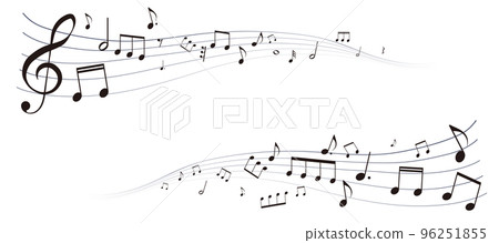 Frame illustration of musical score with a sense of perspective Staff notation Background illustration Illustration of notes, rests, and musical symbols 96251855