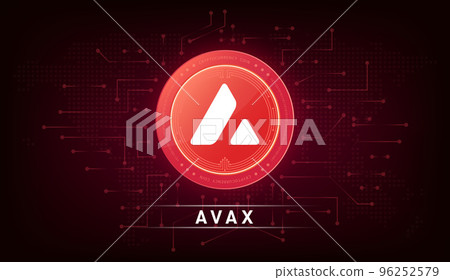 Avalanche coin cryptocurrency token symbol. Coin icon on dark background. Avalanche coin cryptocurrency token symbol. Coin icon on dark background. 96252579