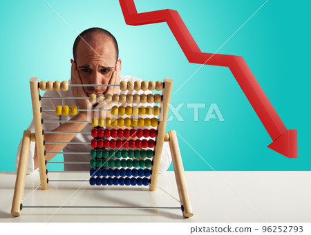 Businessman is worried due to economic recession and crisis problem Businessman is worried due to economic recession and crisis problem 96252793