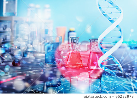 Medical science laboratory. Concept of virus and bacteria research using technology, tablet and software Medical science laboratory. Concept of virus and bacteria research using technology, tablet and software 96252972
